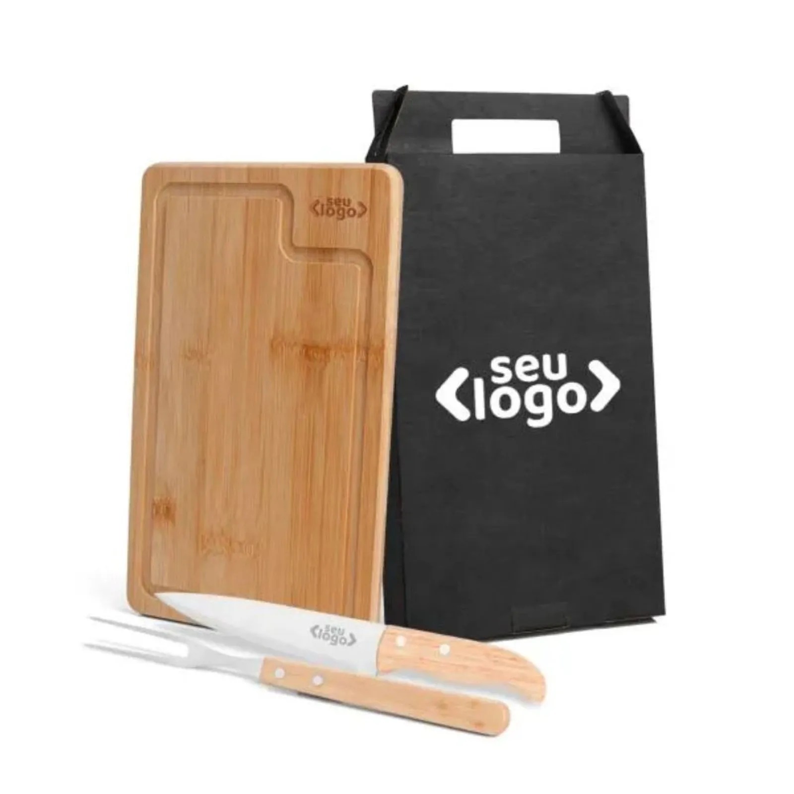 Conj. Para Churrasco Em Bambu / Inox / Madeira